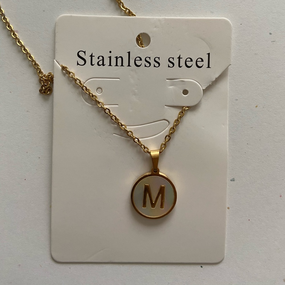 New Sea White Shell Initial Necklace